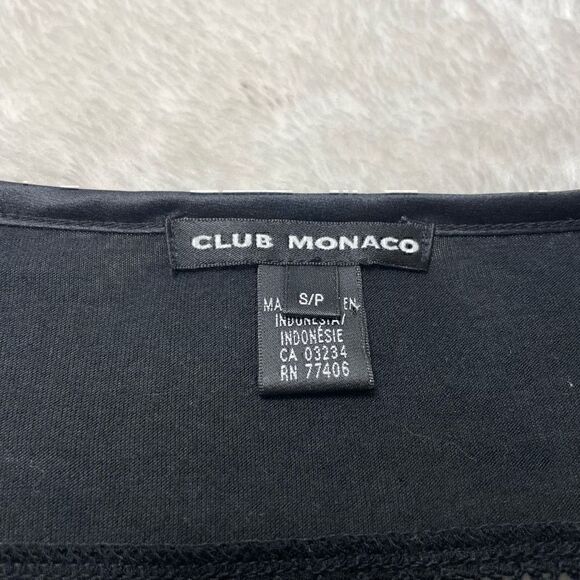 CLUB MONACO Shirt Womens S Button Up Blouse Top Black Ruffle Sleeves - Picture 10 of 11